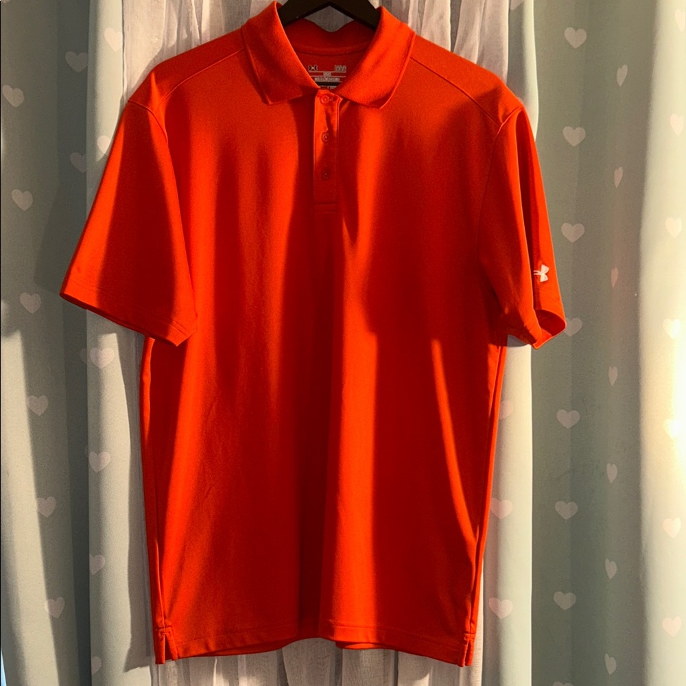 Under Armour Size L Orange Loose Fit HeatGear Polo